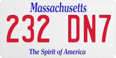 MA license plate 232DN7