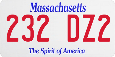MA license plate 232DZ2