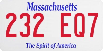 MA license plate 232EQ7