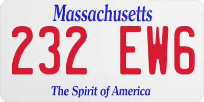 MA license plate 232EW6