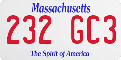MA license plate 232GC3