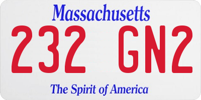 MA license plate 232GN2