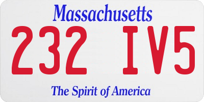 MA license plate 232IV5