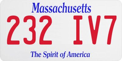 MA license plate 232IV7