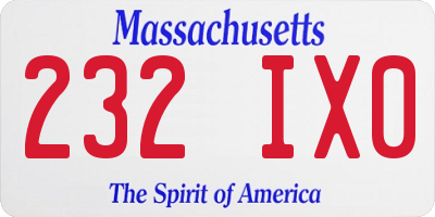 MA license plate 232IX0