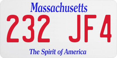 MA license plate 232JF4