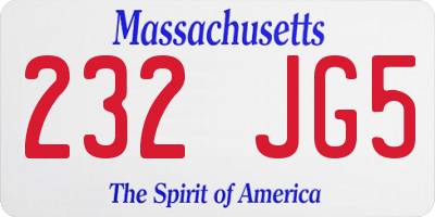 MA license plate 232JG5