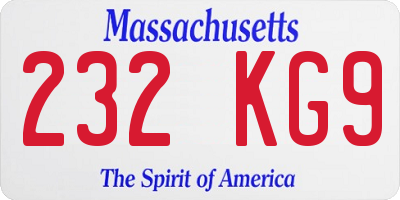 MA license plate 232KG9