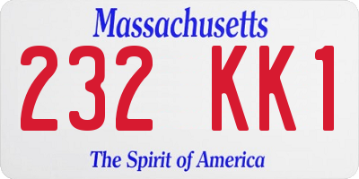 MA license plate 232KK1