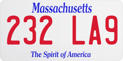 MA license plate 232LA9