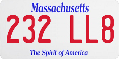 MA license plate 232LL8