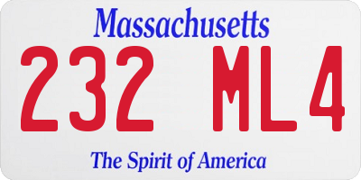 MA license plate 232ML4