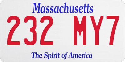 MA license plate 232MY7
