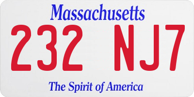 MA license plate 232NJ7