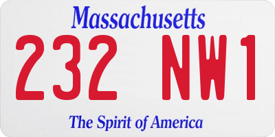MA license plate 232NW1