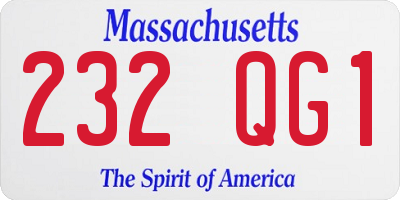 MA license plate 232QG1