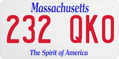 MA license plate 232QK0