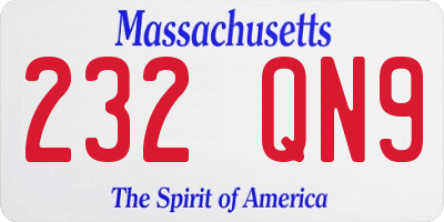MA license plate 232QN9