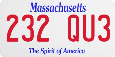 MA license plate 232QU3