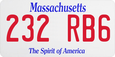 MA license plate 232RB6