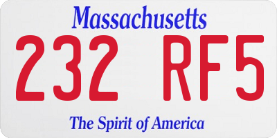 MA license plate 232RF5