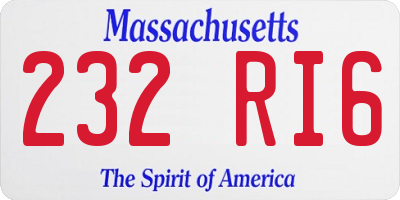 MA license plate 232RI6