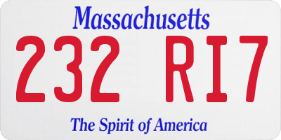 MA license plate 232RI7