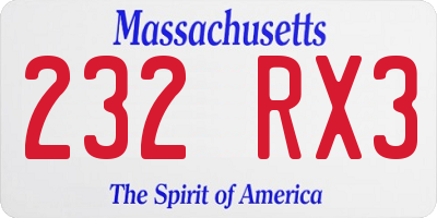 MA license plate 232RX3