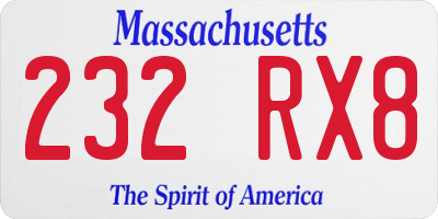 MA license plate 232RX8