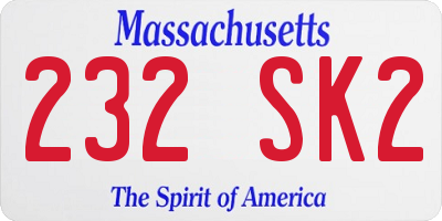 MA license plate 232SK2