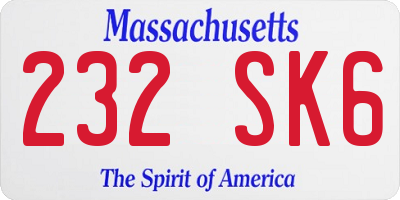 MA license plate 232SK6