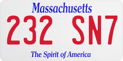 MA license plate 232SN7