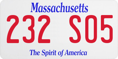 MA license plate 232SO5