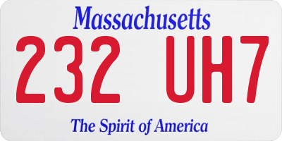 MA license plate 232UH7