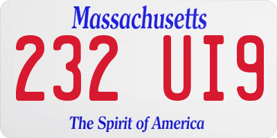 MA license plate 232UI9