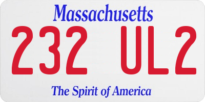 MA license plate 232UL2