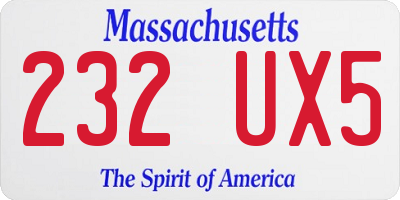 MA license plate 232UX5