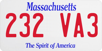 MA license plate 232VA3