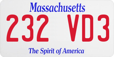 MA license plate 232VD3