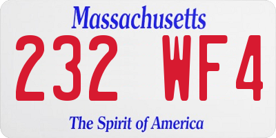 MA license plate 232WF4