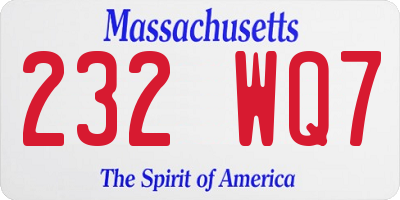 MA license plate 232WQ7