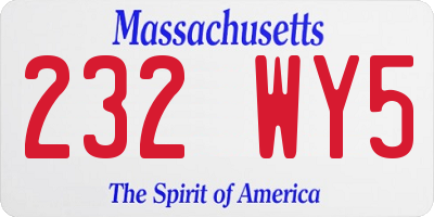 MA license plate 232WY5