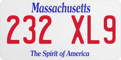 MA license plate 232XL9