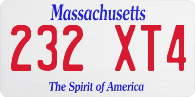 MA license plate 232XT4