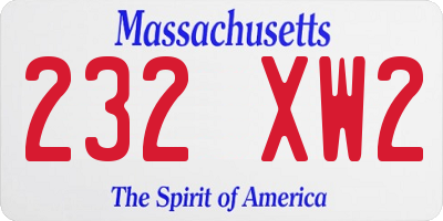 MA license plate 232XW2