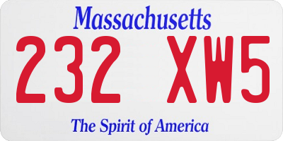 MA license plate 232XW5