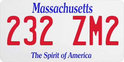 MA license plate 232ZM2