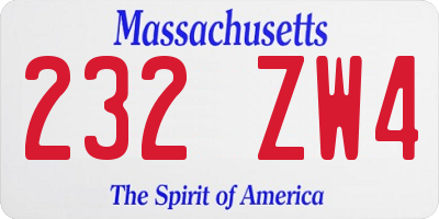 MA license plate 232ZW4