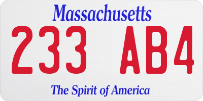 MA license plate 233AB4