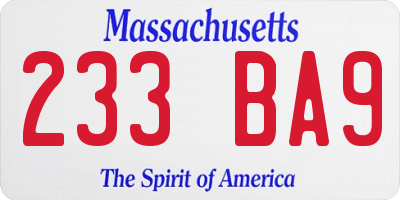 MA license plate 233BA9